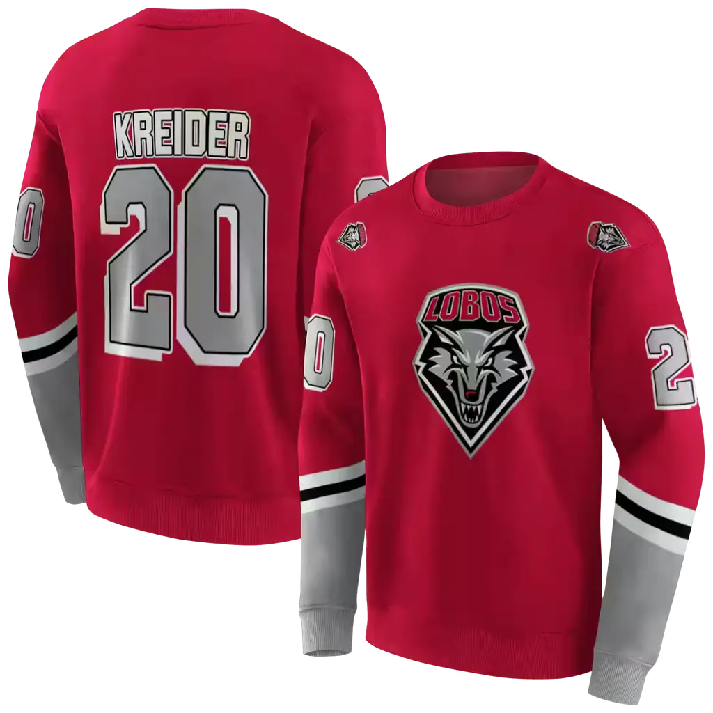 customized new mexico lobos striped sleeves red hoodie premium grade customized new mexico lobos striped sleeves red hoodie premium grade