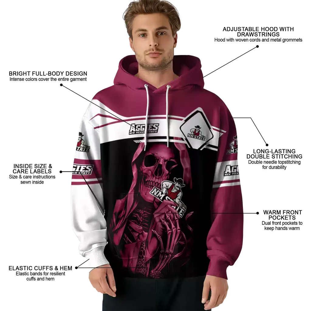 customized new mexico state aggies grim reaper crimson black hoodie latest model customized new mexico state aggies grim reaper crimson black hoodie latest model