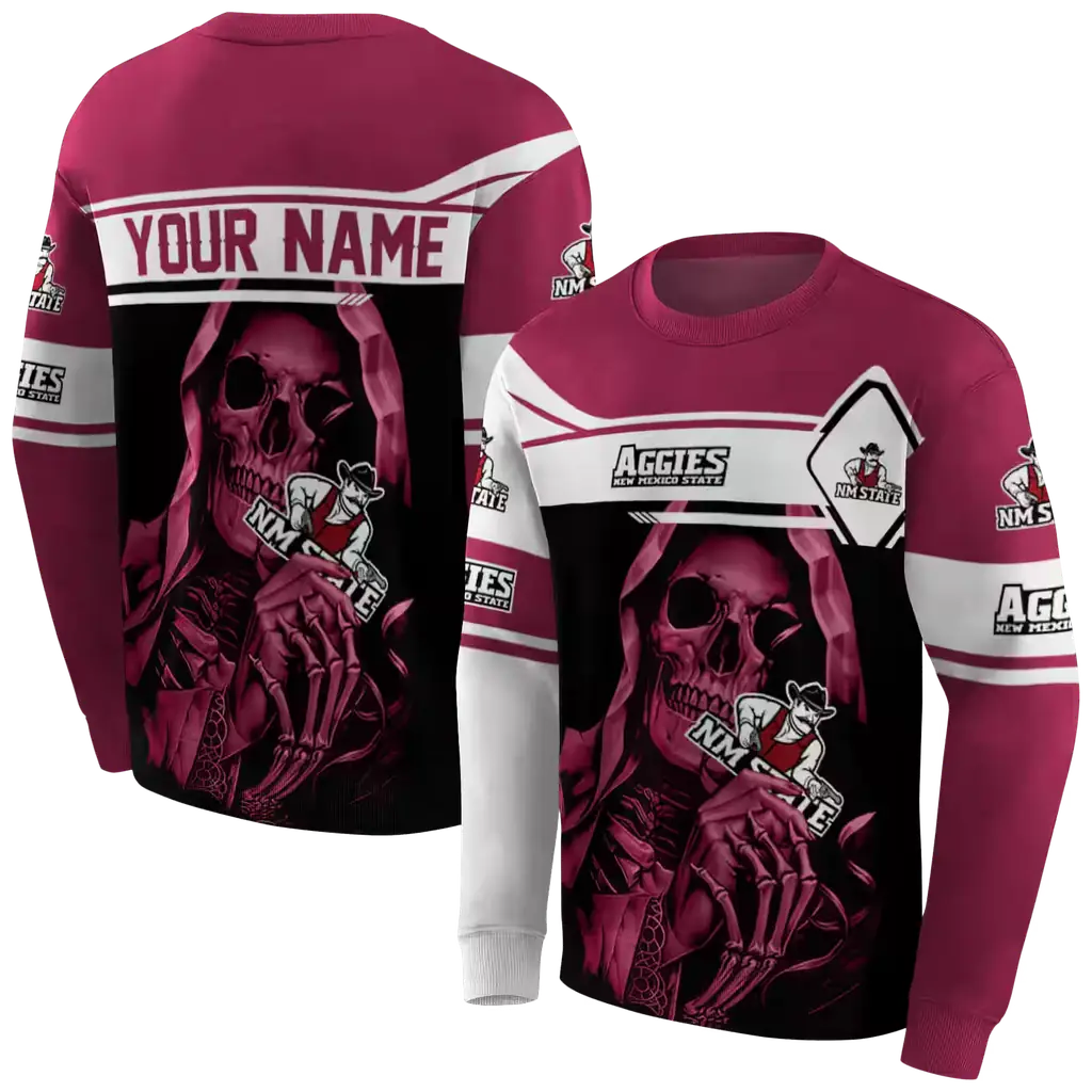 customized new mexico state aggies grim reaper crimson black hoodie premium grade customized new mexico state aggies grim reaper crimson black hoodie premium grade