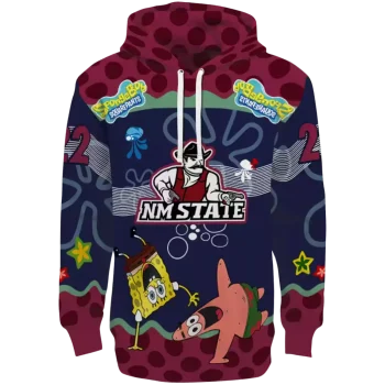 customized new mexico state aggies spongebob patrick star crimson navy hoodie best selling