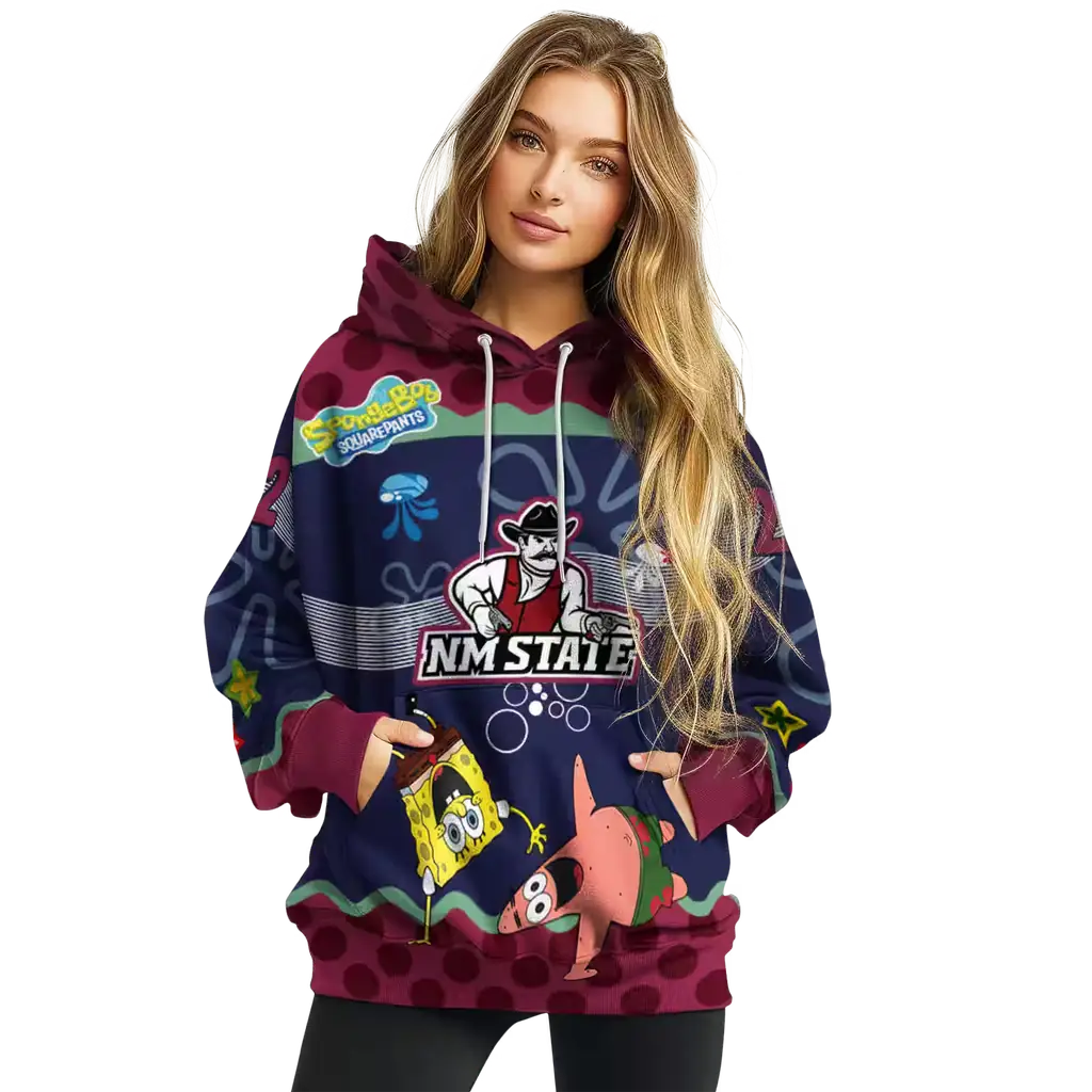 customized new mexico state aggies spongebob patrick star crimson navy hoodie high quality customized new mexico state aggies spongebob patrick star crimson navy hoodie high quality