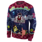 customized new mexico state aggies spongebob patrick star crimson navy hoodie best selling