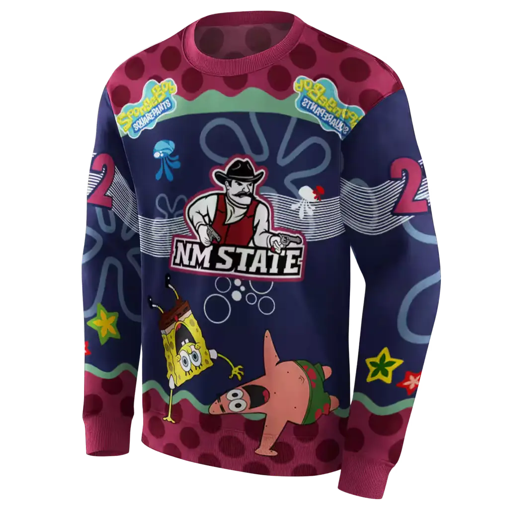customized new mexico state aggies spongebob patrick star crimson navy hoodie new arrival customized new mexico state aggies spongebob patrick star crimson navy hoodie new arrival