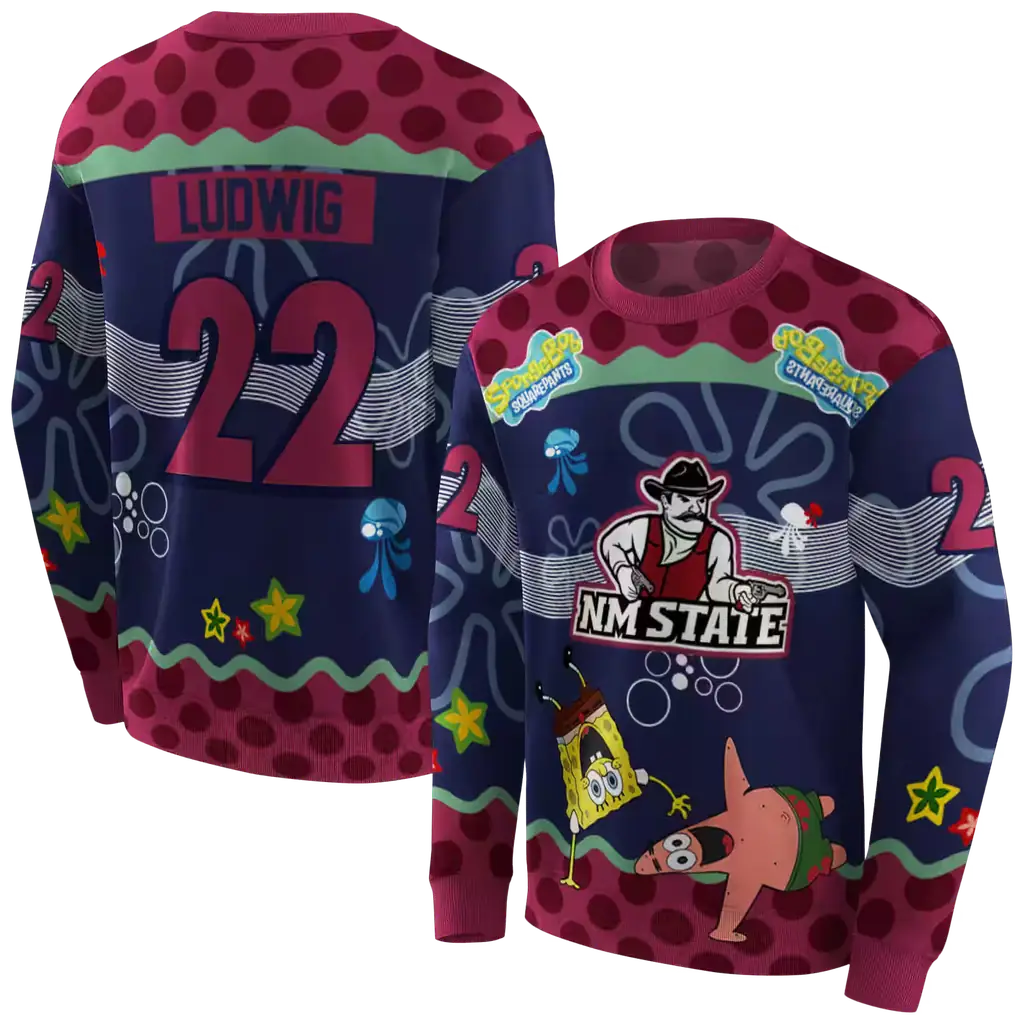 customized new mexico state aggies spongebob patrick star crimson navy hoodie premium grade customized new mexico state aggies spongebob patrick star crimson navy hoodie premium grade