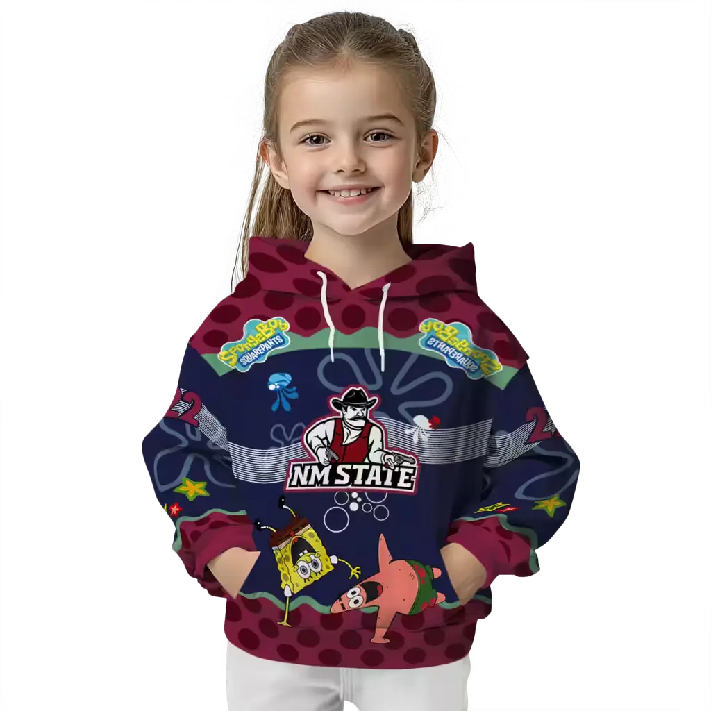 customized new mexico state aggies spongebob patrick star crimson navy hoodie top rated customized new mexico state aggies spongebob patrick star crimson navy hoodie top rated