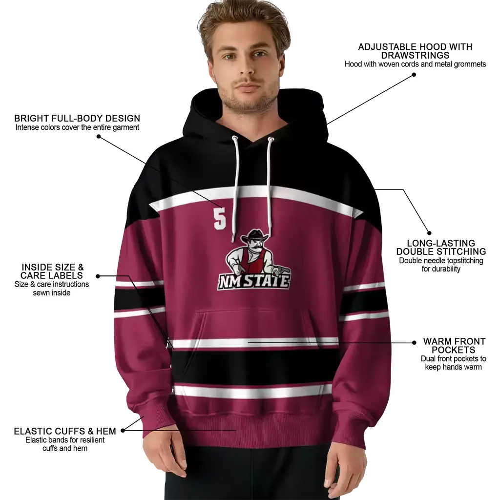 customized new mexico state aggies striped pattern crimson hoodie latest model customized new mexico state aggies striped pattern crimson hoodie latest model