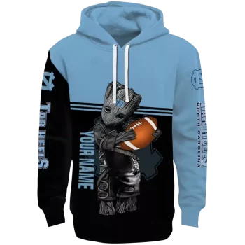 customized north carolina tar heels baby groot light blue black hoodie best selling