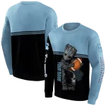 customized north carolina tar heels baby groot light blue black hoodie best selling