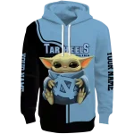 customized north carolina tar heels baby yoda light blue black hoodie best selling