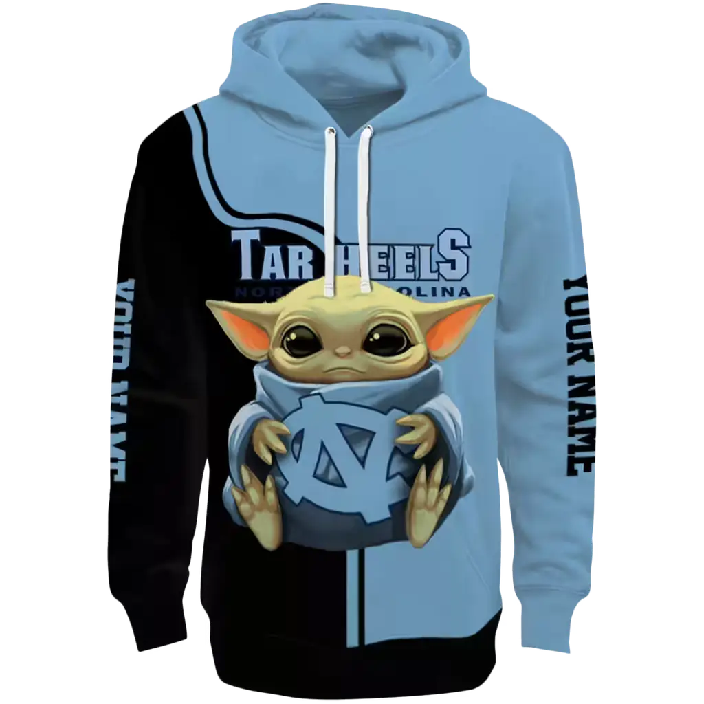 customized north carolina tar heels baby yoda light blue black hoodie best selling customized north carolina tar heels baby yoda light blue black hoodie best selling