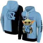 customized north carolina tar heels baby yoda light blue black hoodie best selling