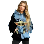 customized north carolina tar heels baby yoda light blue black hoodie best selling
