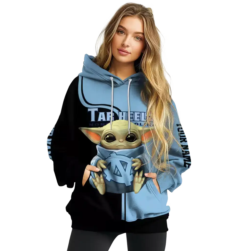 customized north carolina tar heels baby yoda light blue black hoodie high quality customized north carolina tar heels baby yoda light blue black hoodie high quality