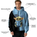 customized north carolina tar heels baby yoda light blue black hoodie best selling