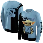 customized north carolina tar heels baby yoda light blue black hoodie best selling
