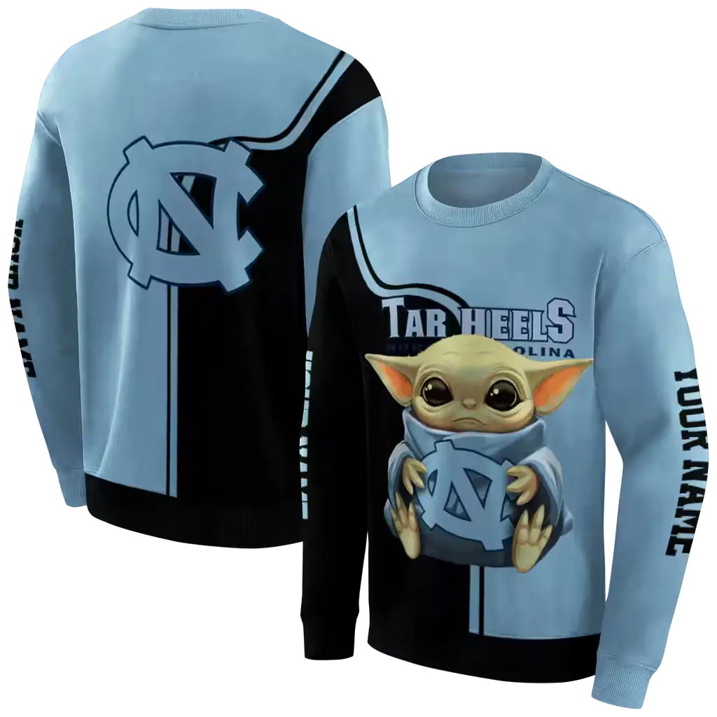 customized north carolina tar heels baby yoda light blue black hoodie premium grade customized north carolina tar heels baby yoda light blue black hoodie premium grade