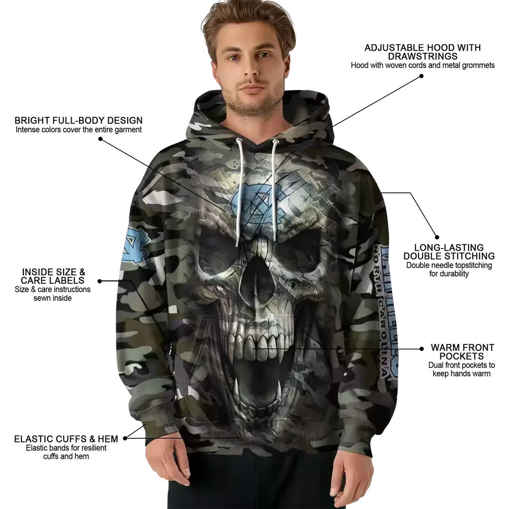 customized north carolina tar heels camo skull hoodie latest model customized north carolina tar heels camo skull hoodie latest model