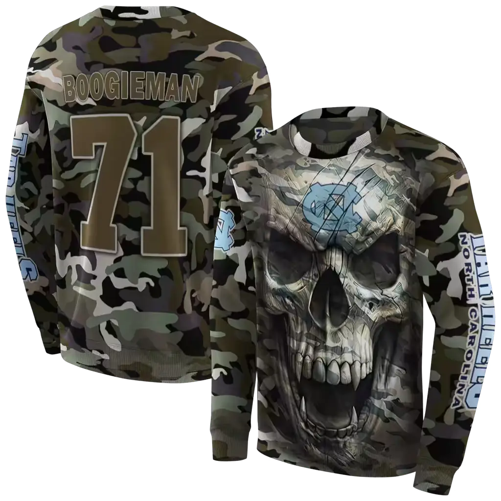customized north carolina tar heels camo skull hoodie premium grade customized north carolina tar heels camo skull hoodie premium grade