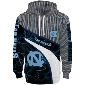 customized north carolina tar heels hexagonal mesh light blue black gray hoodie best selling