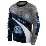 customized north carolina tar heels hexagonal mesh light blue black gray hoodie best selling