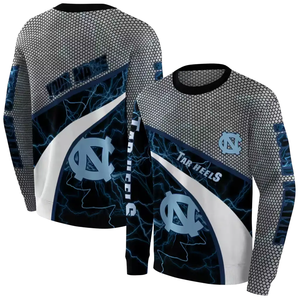customized north carolina tar heels hexagonal mesh light blue black gray hoodie premium grade customized north carolina tar heels hexagonal mesh light blue black gray hoodie premium grade