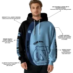 customized north carolina tar heels minimalist design light blue black hoodie best selling