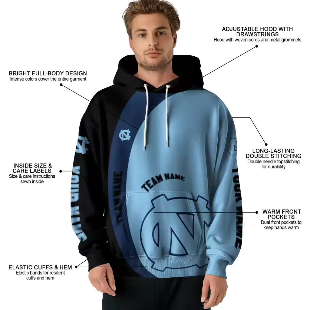 customized north carolina tar heels minimalist design light blue black hoodie latest model customized north carolina tar heels minimalist design light blue black hoodie latest model