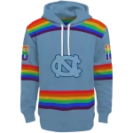 customized north carolina tar heels rainbow stripes light blue hoodie best selling