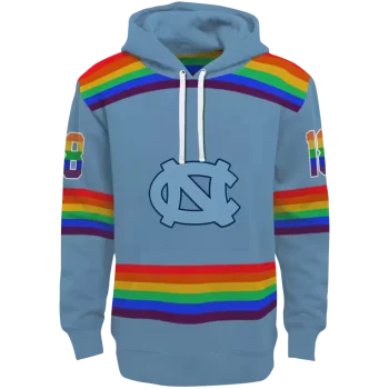customized north carolina tar heels rainbow stripes light blue hoodie best selling