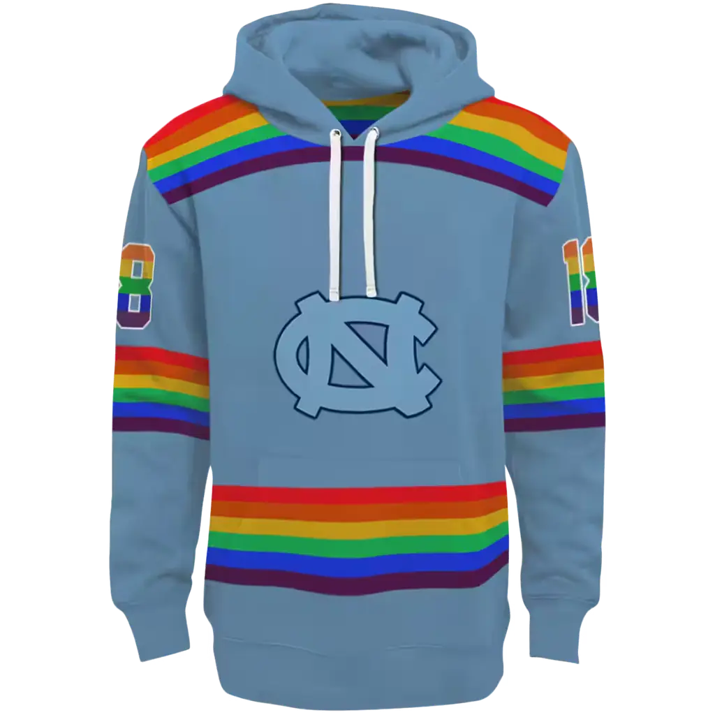customized north carolina tar heels rainbow stripes light blue hoodie best selling customized north carolina tar heels rainbow stripes light blue hoodie best selling