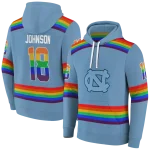 customized north carolina tar heels rainbow stripes light blue hoodie best selling