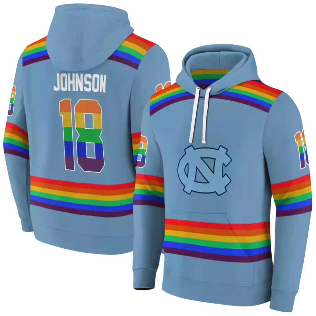 customized north carolina tar heels rainbow stripes light blue hoodie fashion forward customized north carolina tar heels rainbow stripes light blue hoodie fashion forward