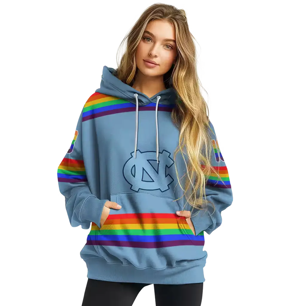 customized north carolina tar heels rainbow stripes light blue hoodie high quality customized north carolina tar heels rainbow stripes light blue hoodie high quality