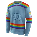 customized north carolina tar heels rainbow stripes light blue hoodie best selling