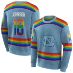 customized north carolina tar heels rainbow stripes light blue hoodie best selling