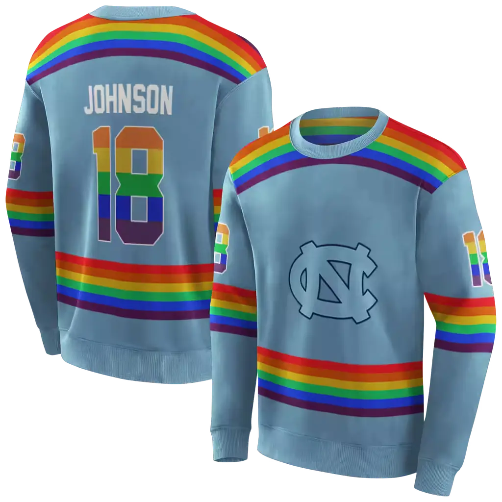 customized north carolina tar heels rainbow stripes light blue hoodie premium grade customized north carolina tar heels rainbow stripes light blue hoodie premium grade
