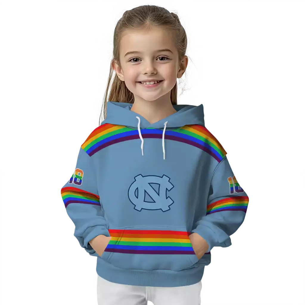 customized north carolina tar heels rainbow stripes light blue hoodie top rated customized north carolina tar heels rainbow stripes light blue hoodie top rated