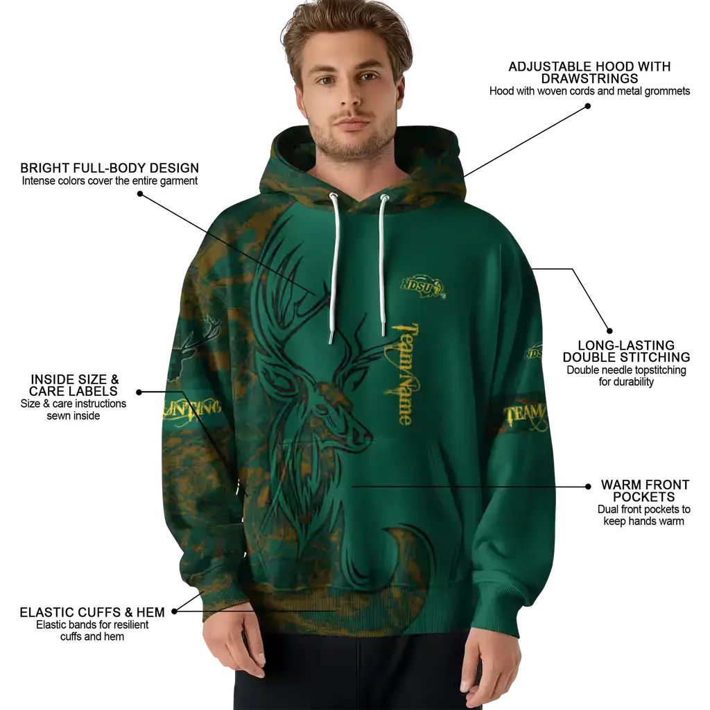 customized north dakota state bison deer silhouette green hoodie latest model customized north dakota state bison deer silhouette green hoodie latest model