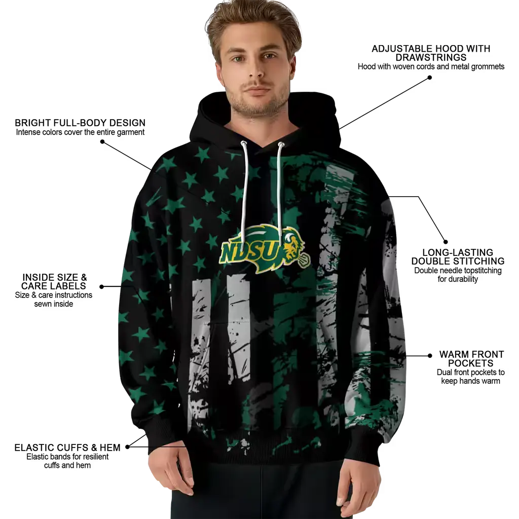 customized north dakota state bison distressed flag green black hoodie latest model customized north dakota state bison distressed flag green black hoodie latest model