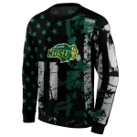 customized north dakota state bison distressed flag green black hoodie best selling