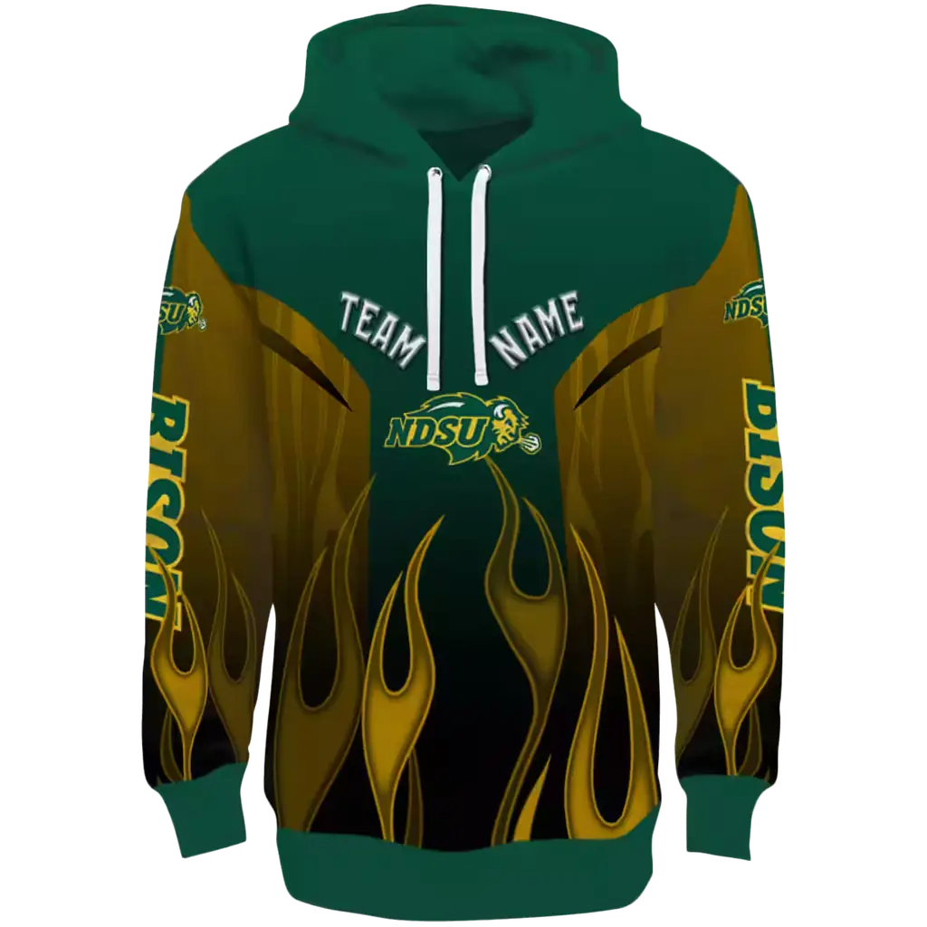 customized north dakota state bison flame design green hoodie best selling customized north dakota state bison flame design green hoodie best selling