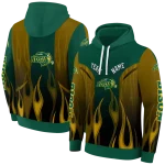customized north dakota state bison flame design green hoodie best selling