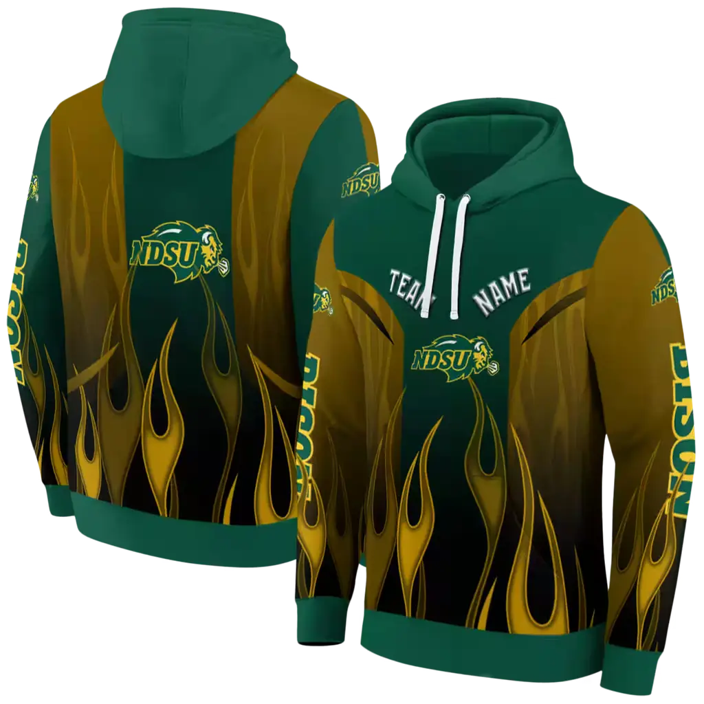 customized north dakota state bison flame design green hoodie fashion forward customized north dakota state bison flame design green hoodie fashion forward