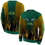 customized north dakota state bison flame design green hoodie best selling