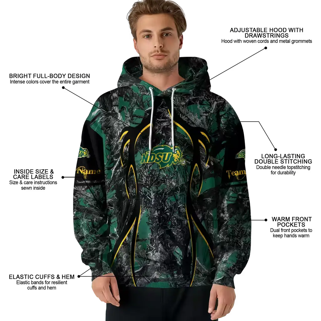 customized north dakota state bison hunting theme green black hoodie latest model customized north dakota state bison hunting theme green black hoodie latest model