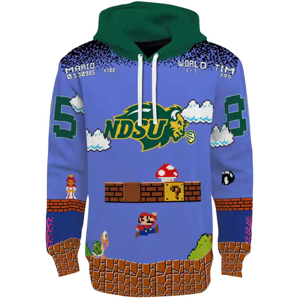 customized north dakota state bison mario blue black hoodie best selling customized north dakota state bison mario blue black hoodie best selling