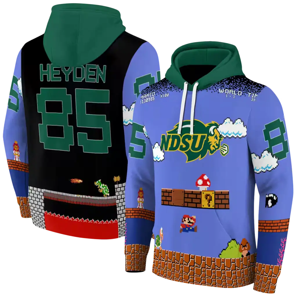 customized north dakota state bison mario blue black hoodie fashion forward customized north dakota state bison mario blue black hoodie fashion forward