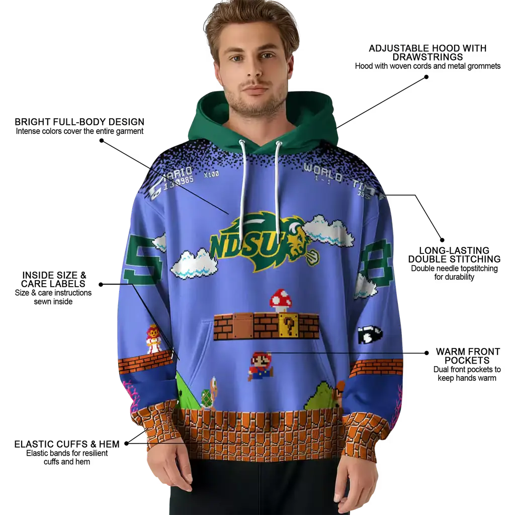 customized north dakota state bison mario blue black hoodie latest model customized north dakota state bison mario blue black hoodie latest model