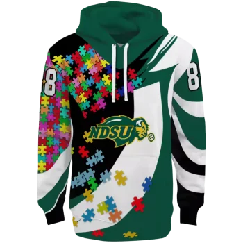 customized north dakota state bison puzzle pieces green hoodie best selling