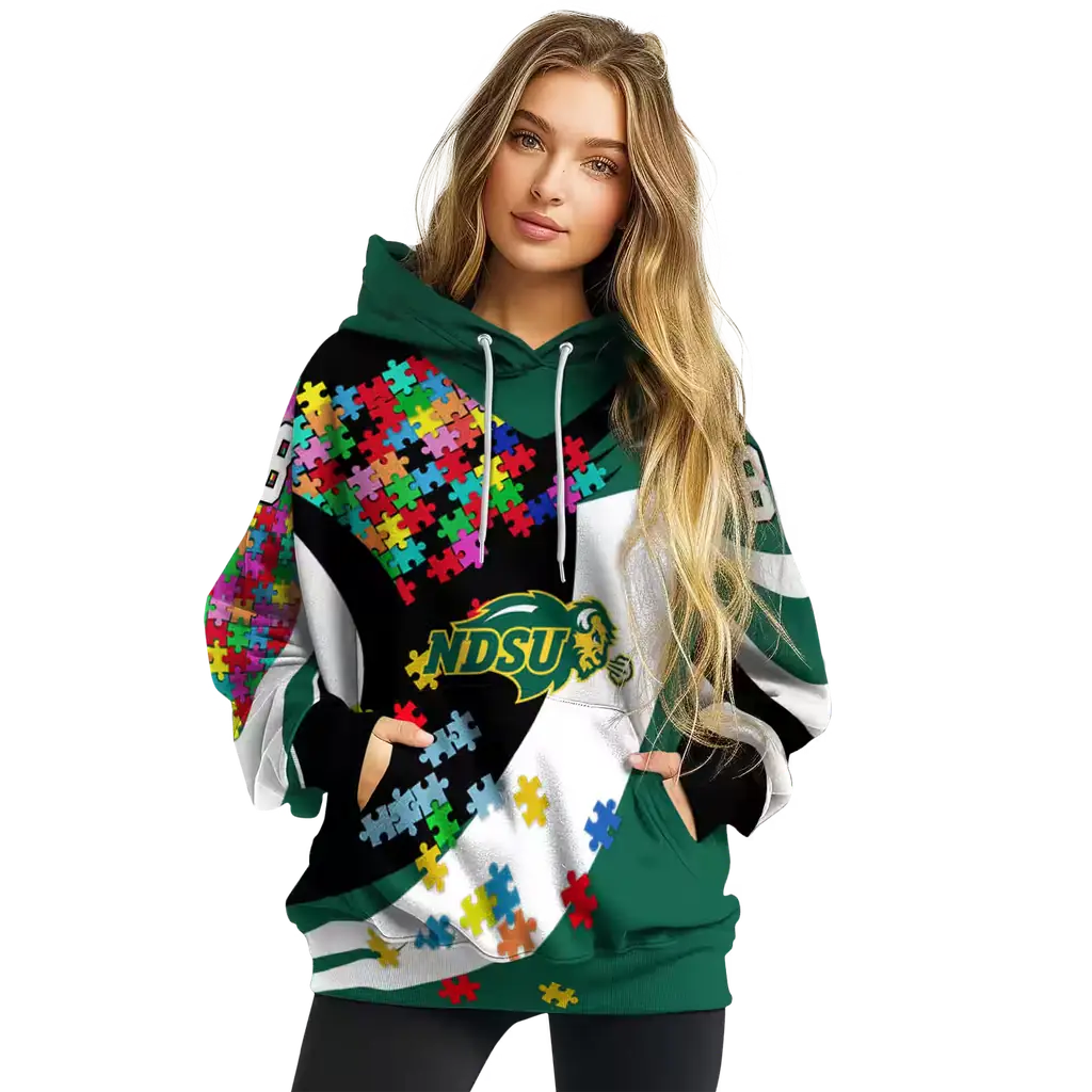 customized north dakota state bison puzzle pieces green hoodie high quality customized north dakota state bison puzzle pieces green hoodie high quality